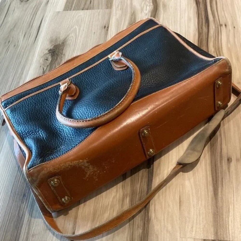 🎥 Vintage ♡ Dooney & Bourke ♡ All Weather Leather Briefcase / Messenger Bag - Picture 10 of 16
